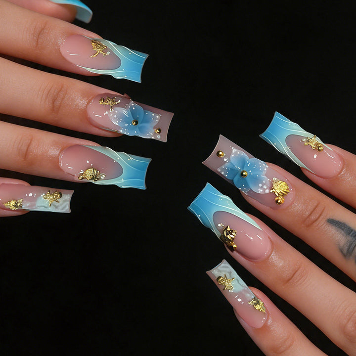 3D Floral Design Press-On Nail Set Bowlift