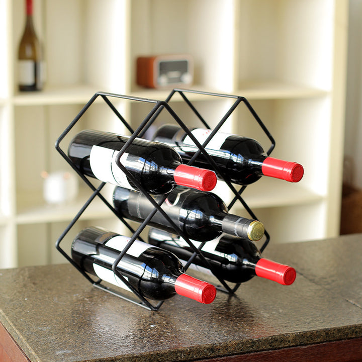 Unisex wine rack made of black metal Bowlift