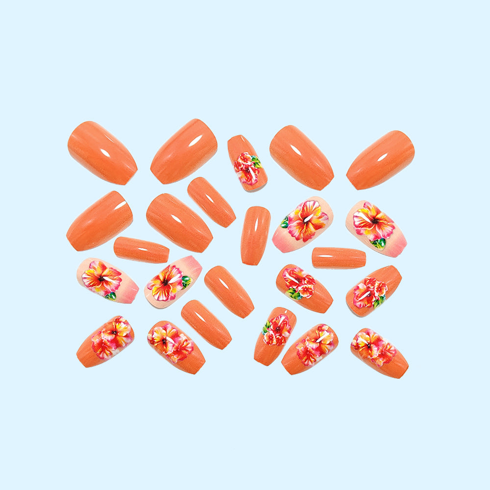 Shiny artificial nails with floral design Bowlift