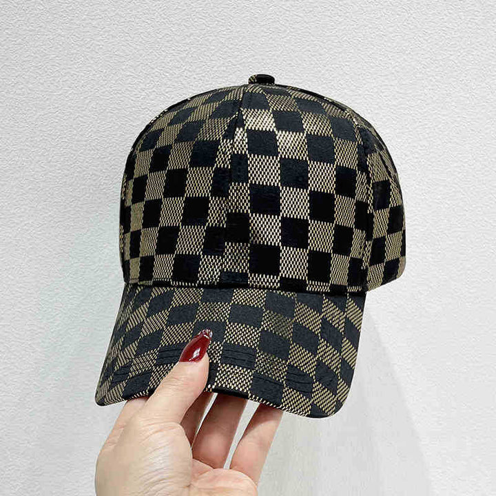 Women's Stylish Checkered Pattern Baseball Cap Bowlift