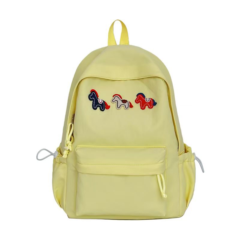 Playful Embroidered Animal Design Backpack Bowlift