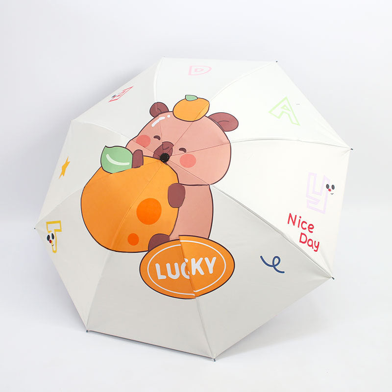 Women's Folding Umbrella with Animal Character Bowlift