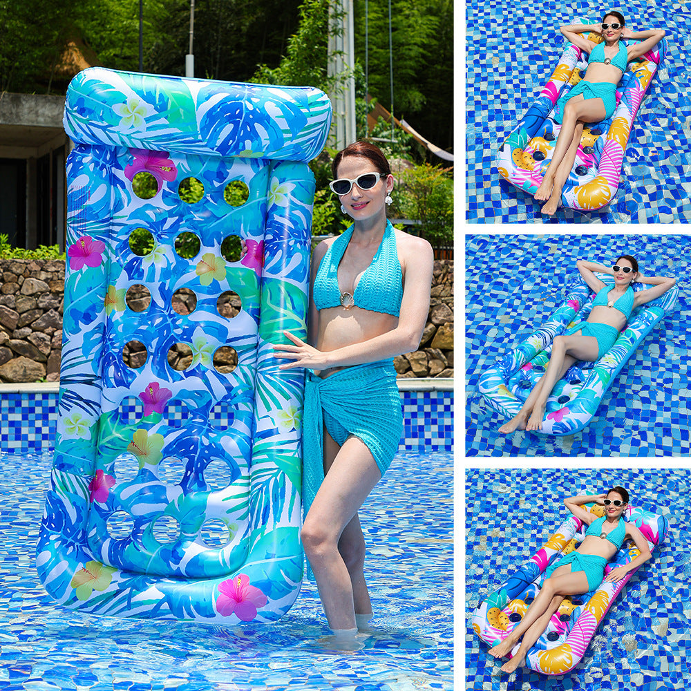 Women Inflatable Swimming Lounge with Floral Design Bowlift