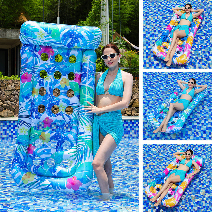 Women Inflatable Swimming Lounge with Floral Design Bowlift