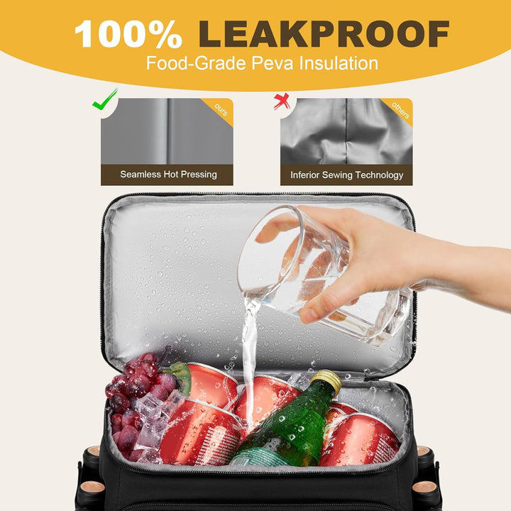 Unisex insulated cooling backpack with bottle holder, organizer pocket and padded carrying comfort Bowlift