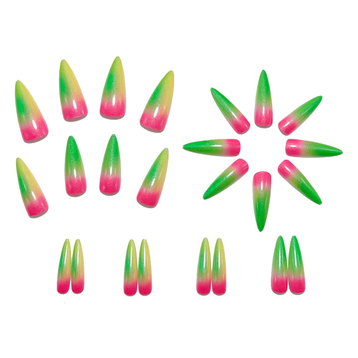 Creative acrylic nails with neon ombre color transition Bowlift