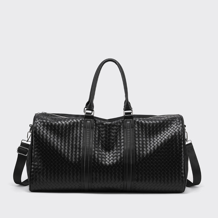 Premium Woven Leather Weekend Duffel Bag Bowlift