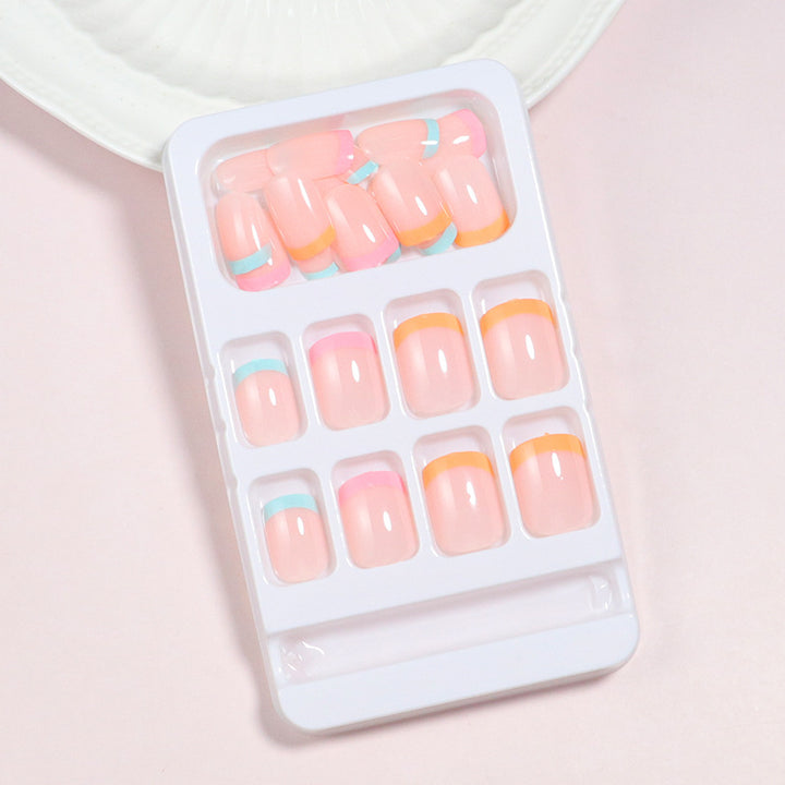 Premium Gradient French Tip Press-On Nail Set Bowlift