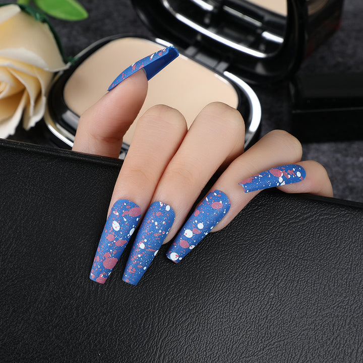 Artistic splatter design artificial nails Bowlift