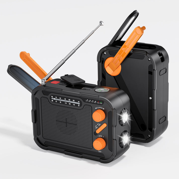 Multifunctional emergency radio with solar charger and flashlight Bowlift