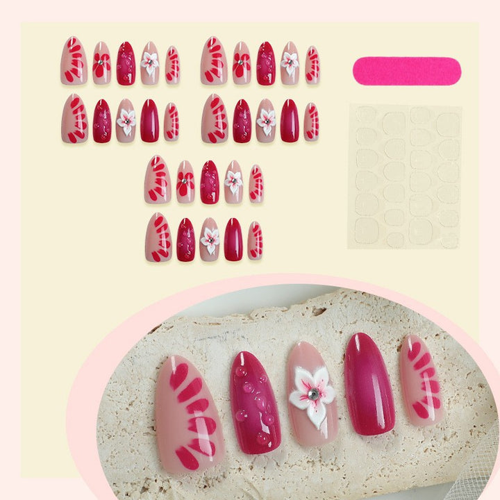 Floral Art Press-On Nail Set with 3D Accents Bowlift