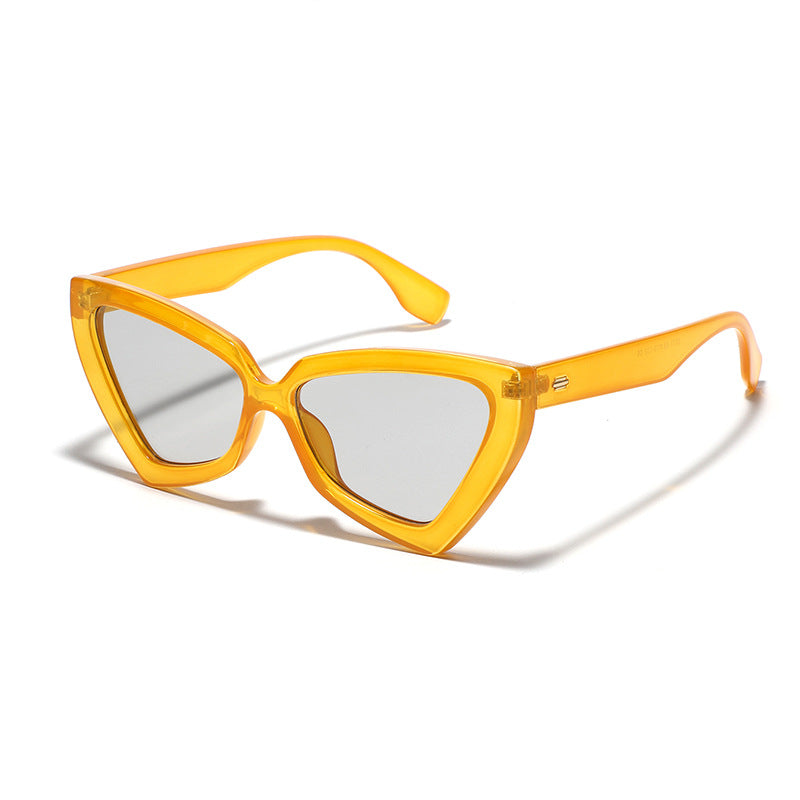 Women's Cat-Eye Sunglasses with Mirrored Lenses and Sturdy Frame Bowlift