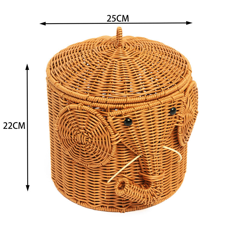 Elephant-Shaped Woven Storage Basket Bowlift