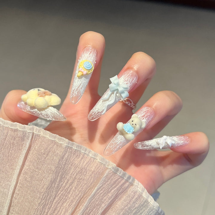 Creative 3D Cartoon-Themed Press-On Nail Art Bowlift