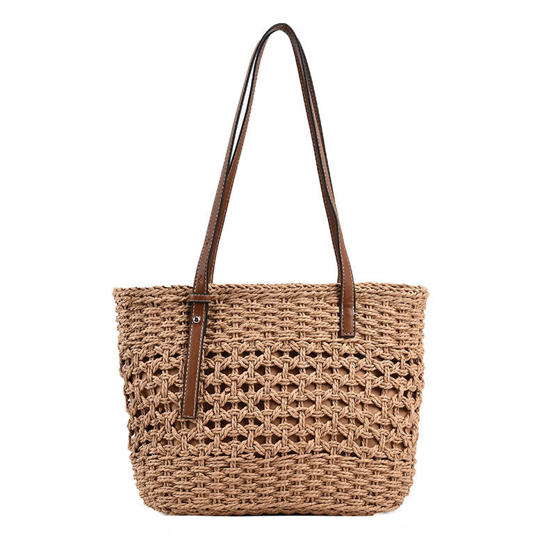 Handbag Made of Natural Macrame with Vegan Leather Handles Bowlift