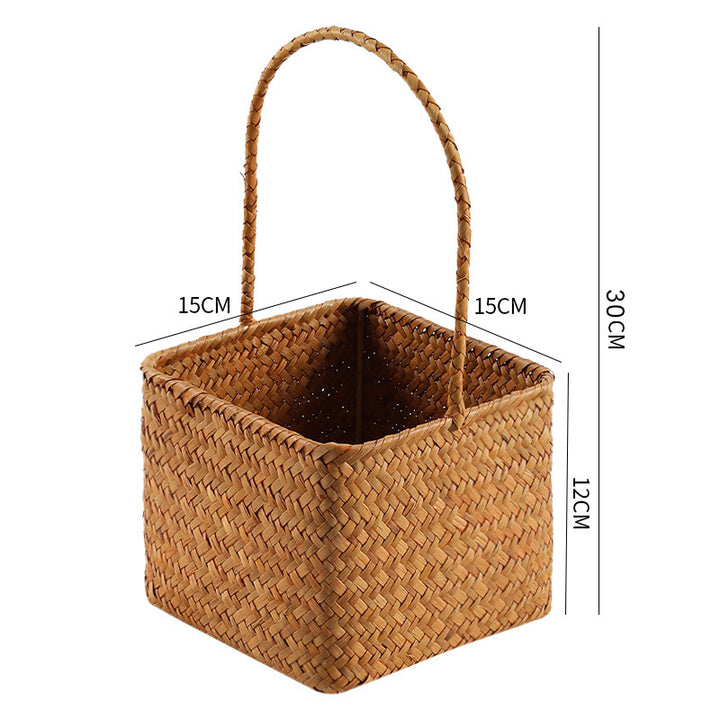 Handwoven Natural Fiber Carrying Basket Bowlift