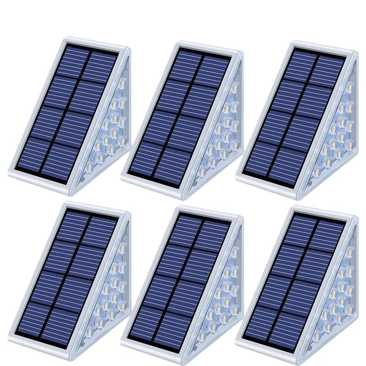 Angled Triangular Solar-Powered LED Stair Step Lights With Dusk-To-Dawn Sensor And Waterproof Mounting Bowlift