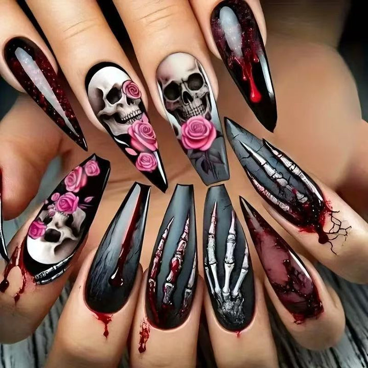 Artificial nail set with spooky Halloween motifs Bowlift