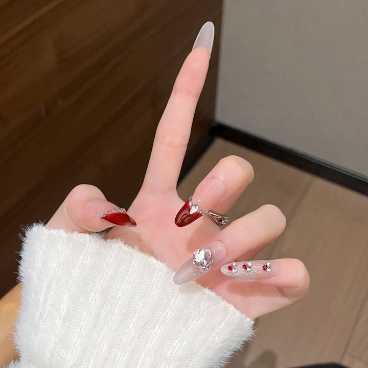 Decorative Press-On Nails with Gem Accents Bowlift