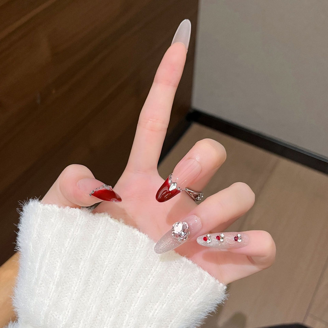 Elegant Floral Design Press-On Nail Extensions Bowlift
