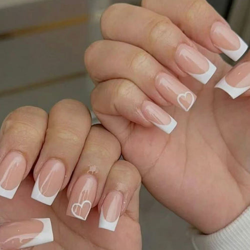 Elegant Acrylic French Tip Press-On Nails Bowlift