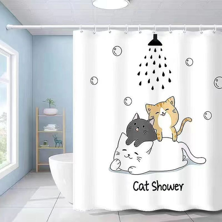 Artistic Cat-Themed Shower Curtain Bowlift