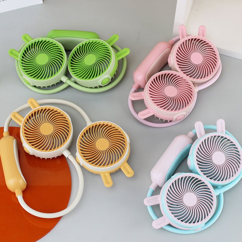 Women's Portable Mini Neck Fan with Dual Blower Bowlift