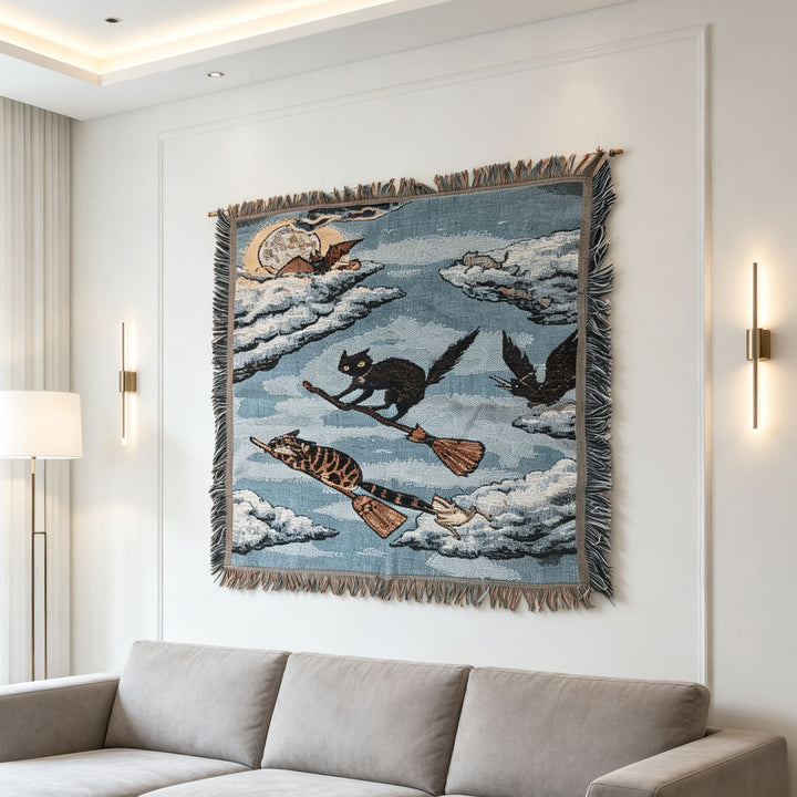 Whimsical Animal-Themed Tapestry Blanket