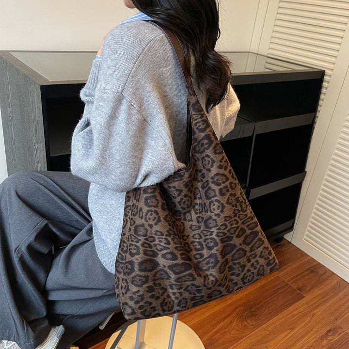 Suede Leopard Print Hobo Bag Bowlift