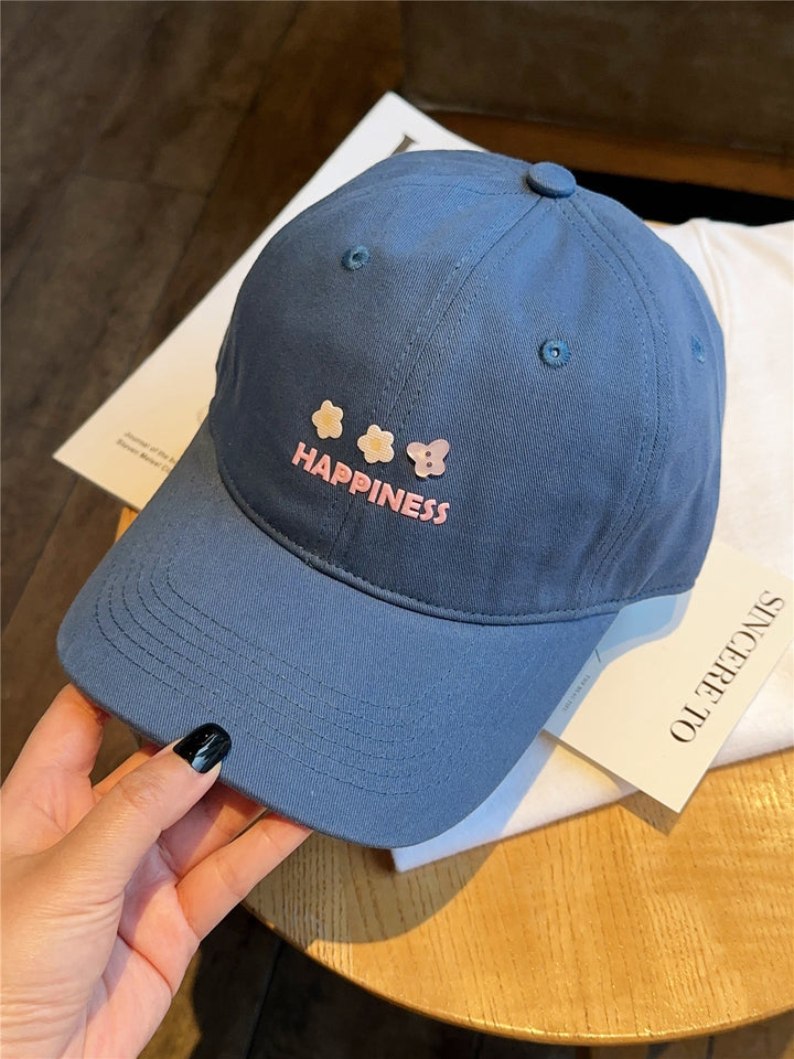 Women's Embroidered Happiness Baseball Cap Bowlift