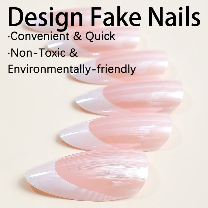 Artificial nail model with elegant French design Bowlift