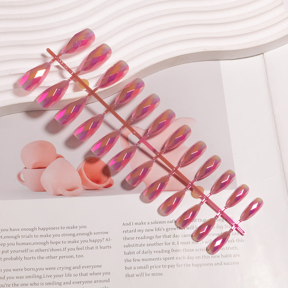 Artistic Press-On Nail Set with Geometric Design Bowlift