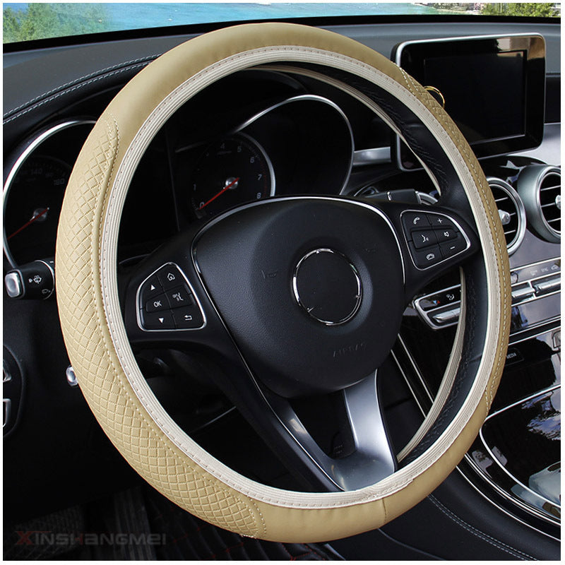 Premium Non-Slip Leatherette Steering Wheel Cover with Quilted Grip and Heat Resistant Padding Bowlift