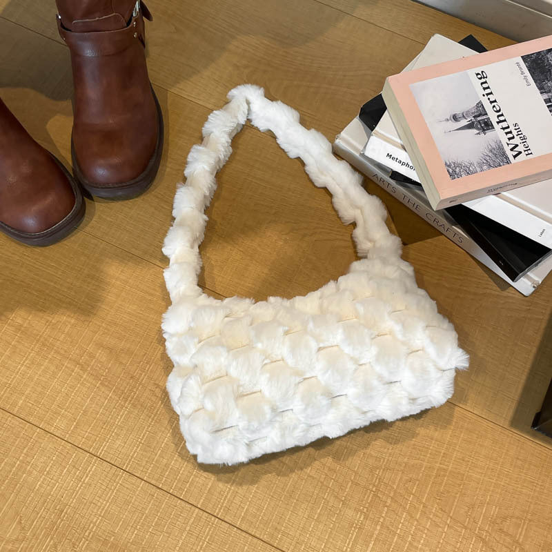 Cozy Textured Plush Handbag Bowlift