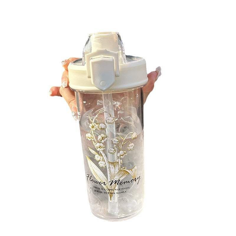 Women's Insulated Drinking Bottle with Elegant Flower Design Bowlift