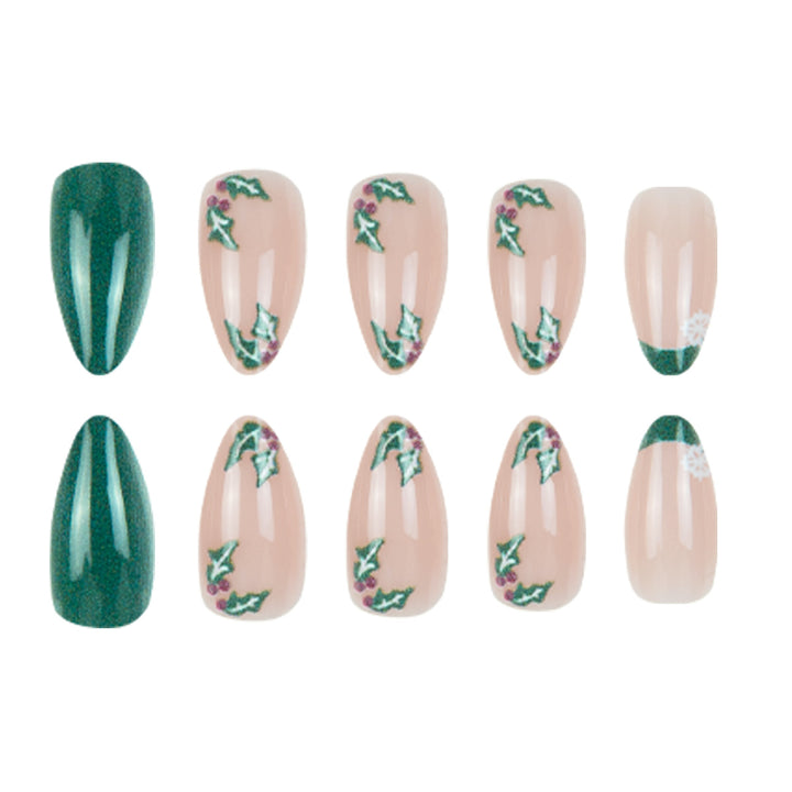 Artistic Stiletto Press-On Nails with Holiday Design Bowlift