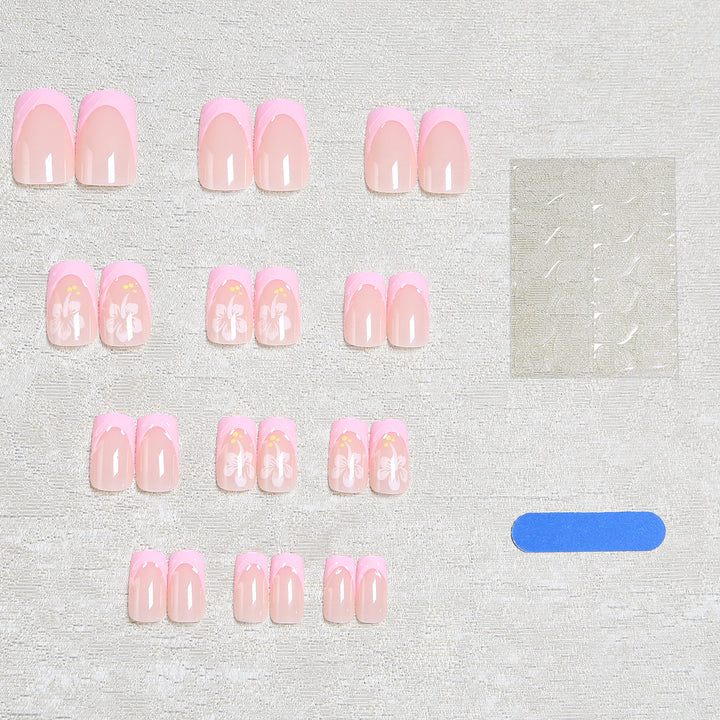 Artificial nails with floral designs and elegant shape Bowlift