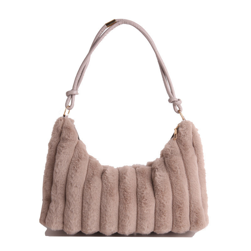 Luxurious Faux Fur Hobo Bag Bowlift