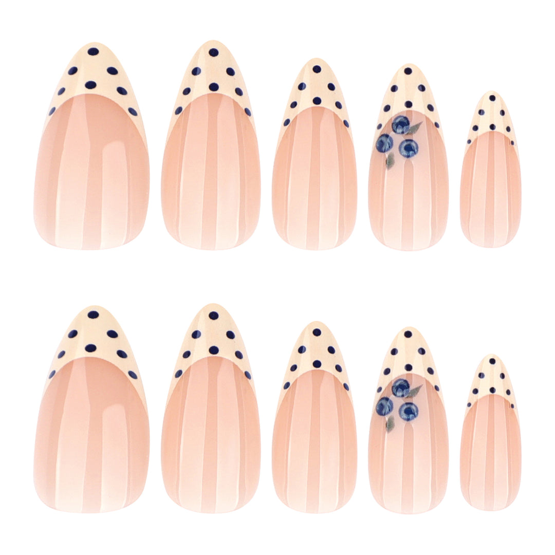 Artful Nail Extensions with Delicate Flower and Dot Design Bowlift