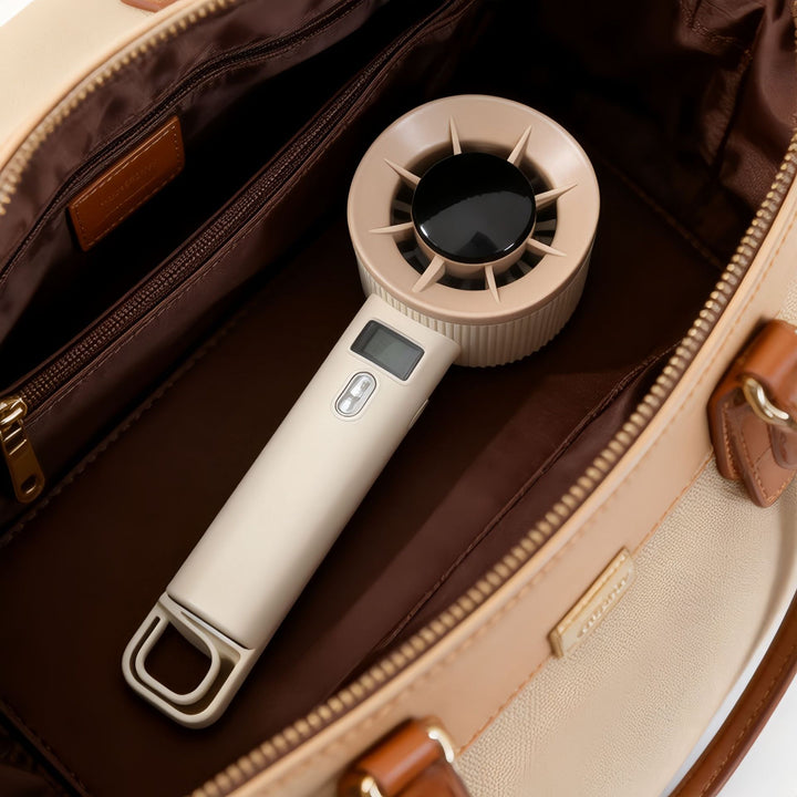 Women's portable handheld fan with LED display and USB connection Bowlift