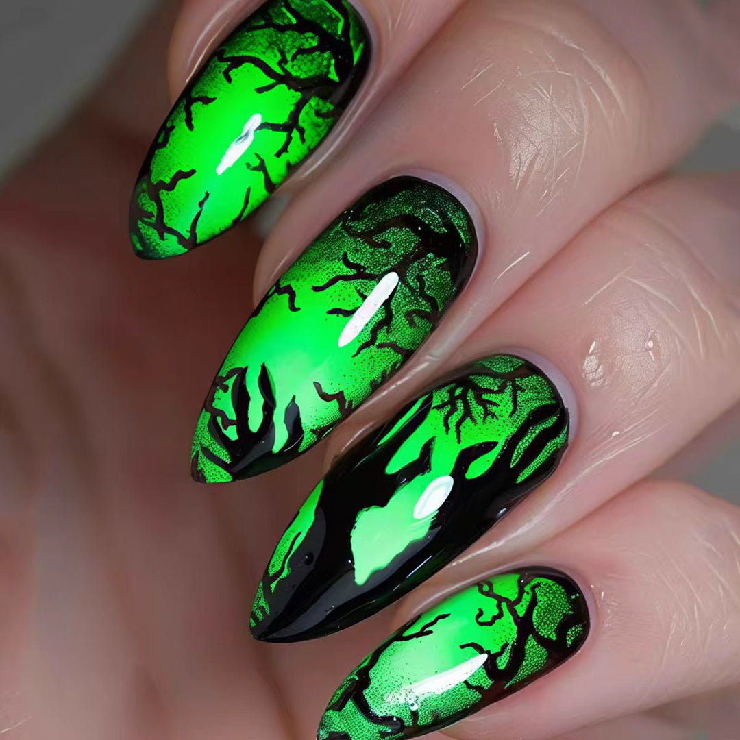 Creative nail art with spooky tree design Bowlift
