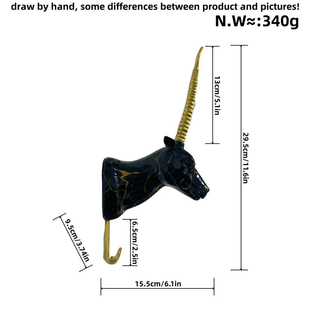 Wall hooks in the shape of a stylized unicorn Bowlift