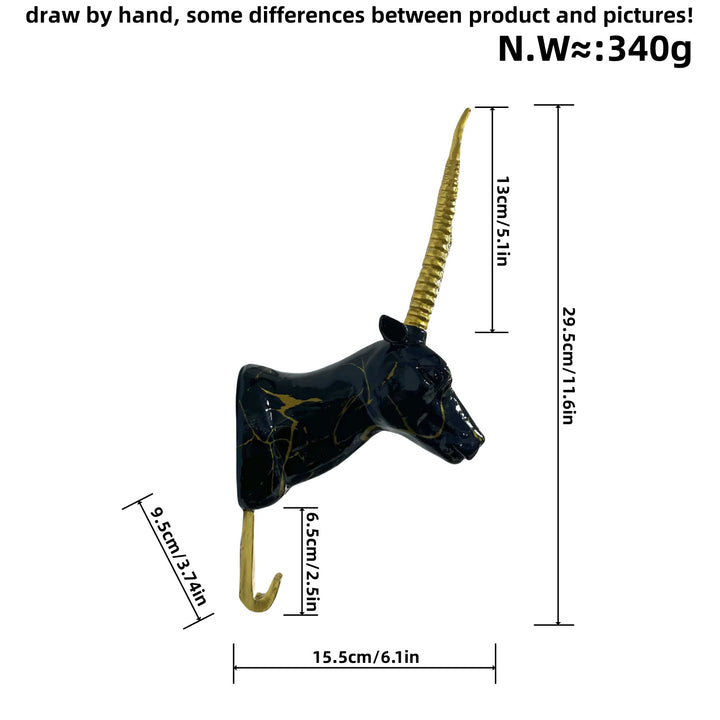 Wall hooks in the shape of a stylized unicorn Bowlift