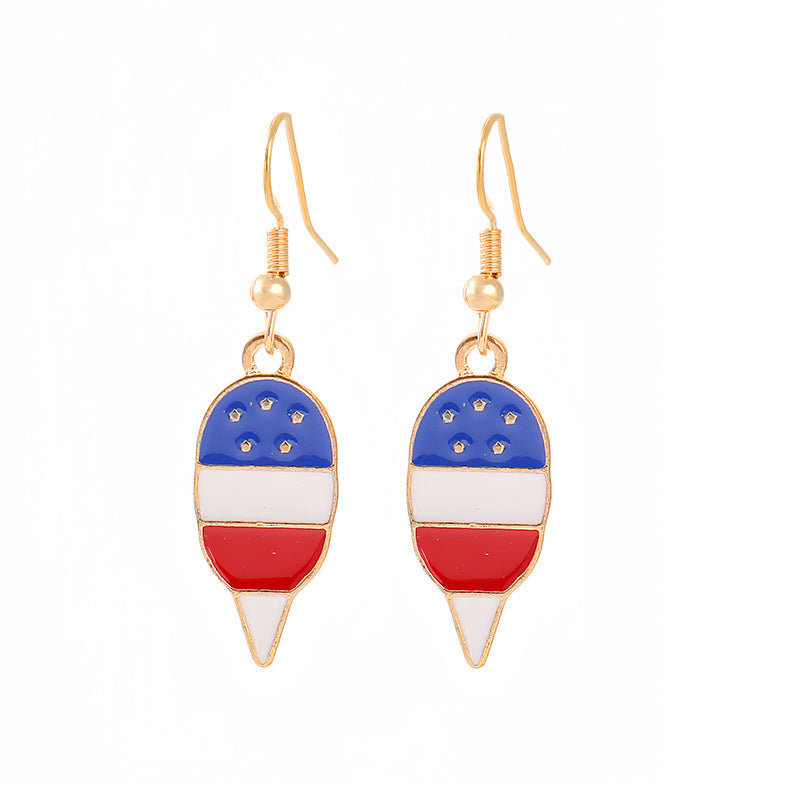 Women's nan patriotic horseshoe enamel dangle earrings with star-accented design and fishhook findings Bowlift