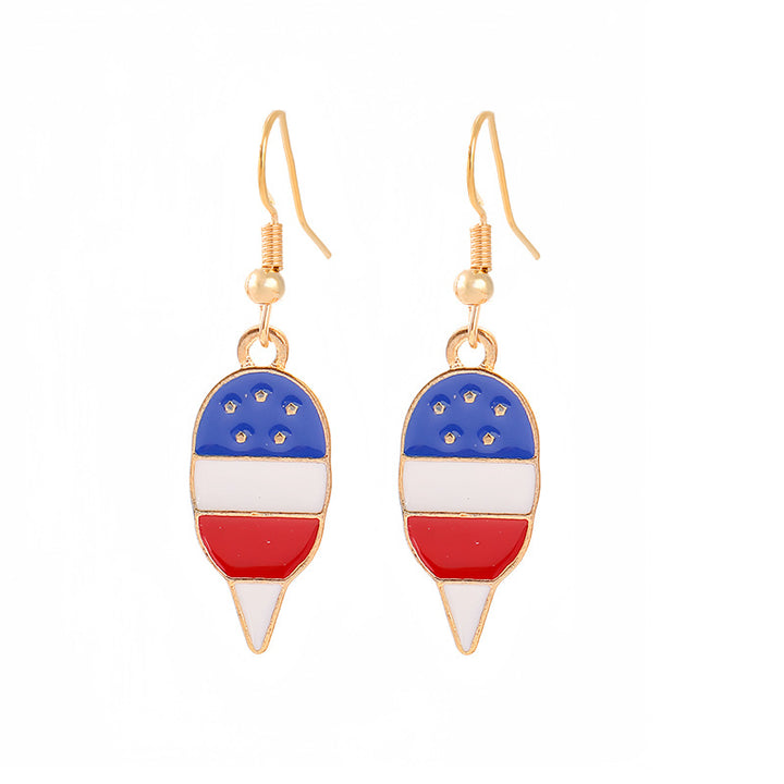 Ladies enamel earrings horseshoe with star stripe motif Bowlift