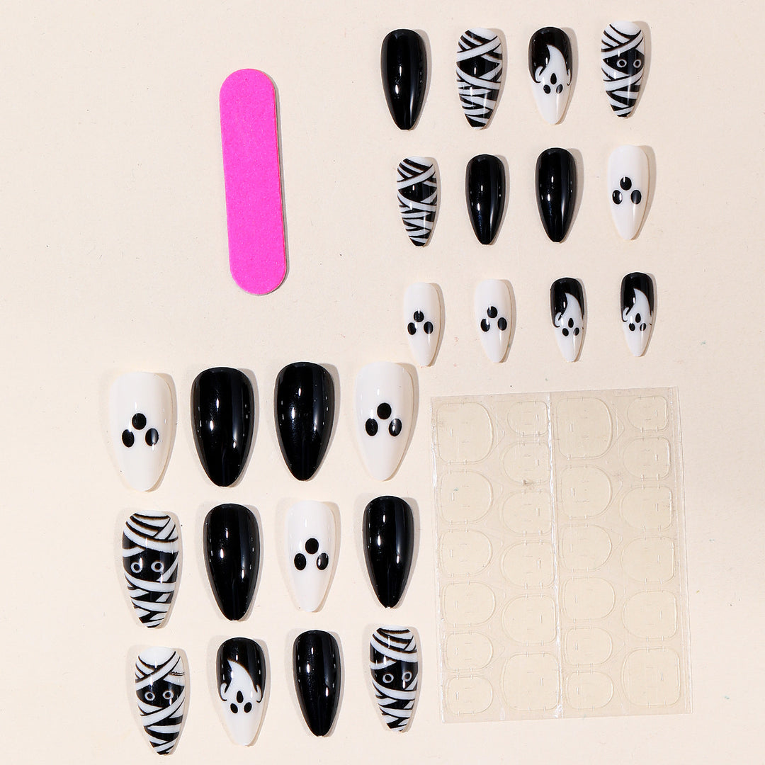 Halloween-Themed Ghost and Mummy Nail Art Bowlift