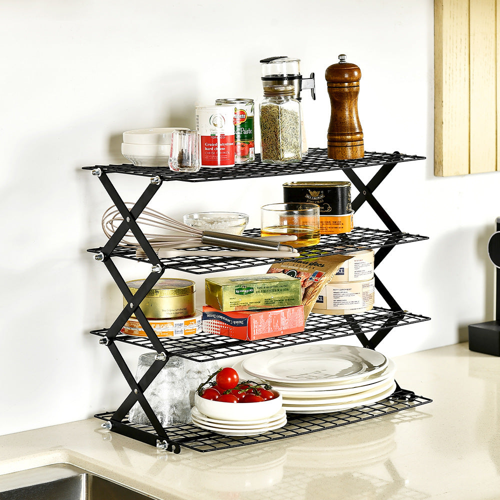Foldable Kitchen Rack Made of Sturdy Metal Grid Bowlift