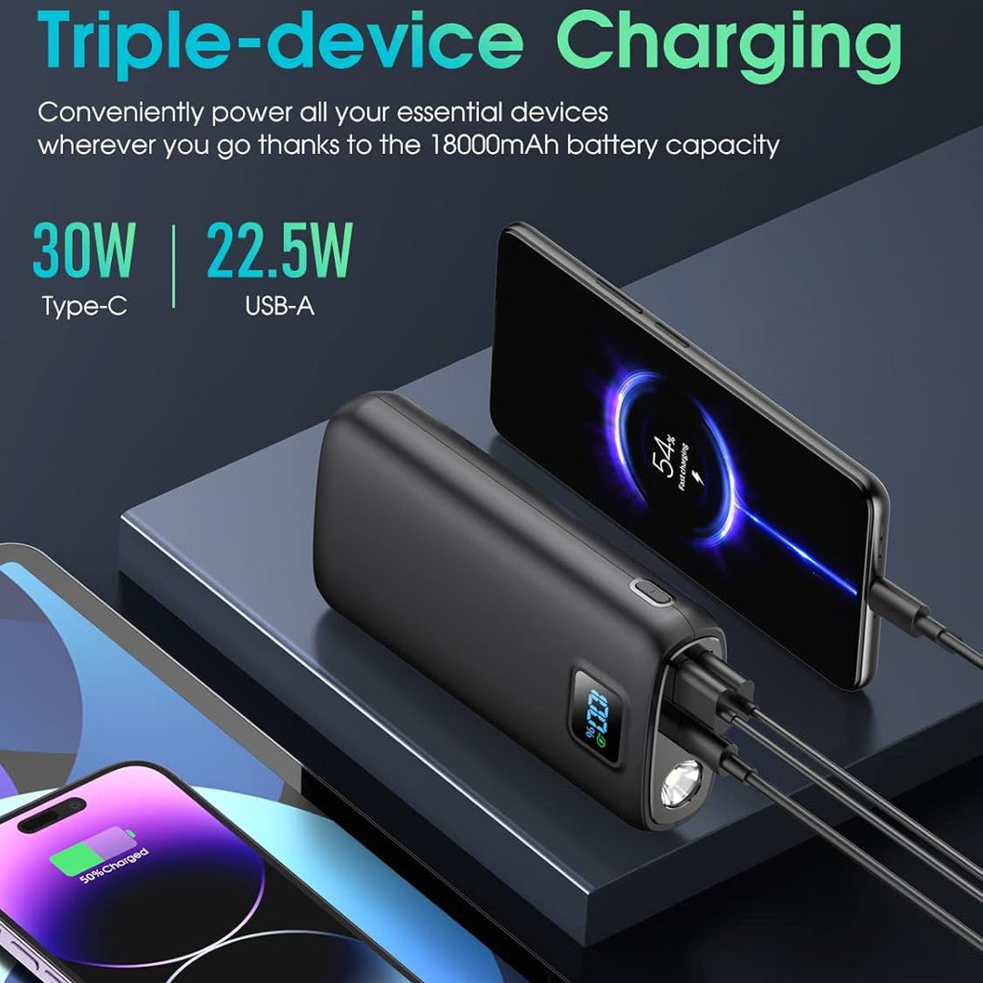 Portable power bank with digital LED display and flashlight function Bowlift