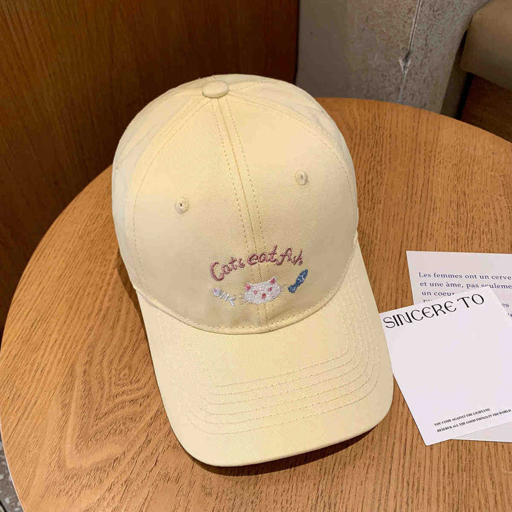 Women's Embroidered Cat-Themed Baseball Cap Bowlift