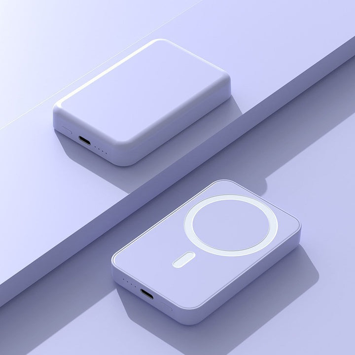 Portable power bank with Qi-compatible magnetic charging and integrated fast charging function Bowlift